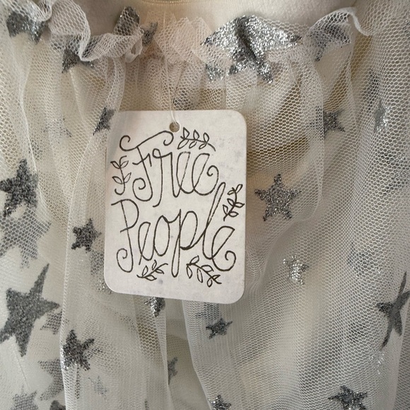 *RARE* NWT Free People A Star is Born Skirt Silver Star Mesh Maxi Size Small - Picture 2 of 7